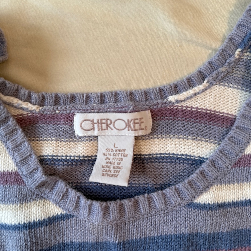 Cherokee Women's Striped Sweater - Blue and White